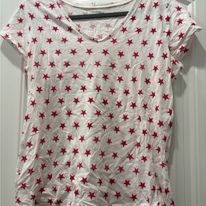 LOFT White Tee with Red Star Pattern